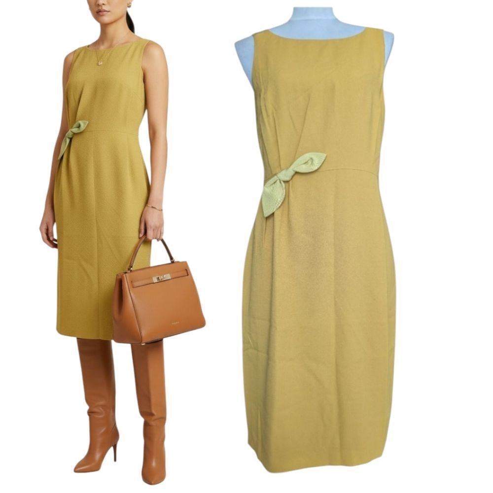 MaxMara Marigold Yellow Sheath Midi Dress Medium